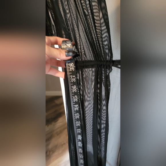 Windsor Sheer Mesh Tie Front Long Robe Swimsuit Coverup - Picture 8 of 9